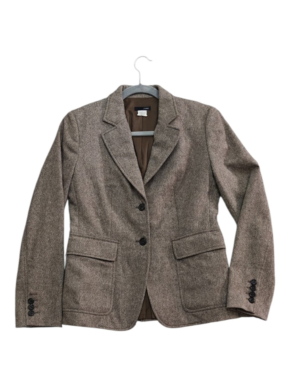 J. Crew Brown Herringbone Wool-Blend Blazer